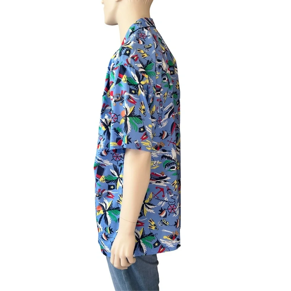 Polo Ralph Lauren Hawaiian Shirt 67 Bear Fun Tropical Vacation All Over Print - Picture 6 of 13
